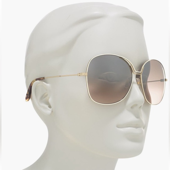 New Authentic GIVENCHY Oversize White Frame w/Gold-Brown Sunglasses with Case - Picture 4 of 5